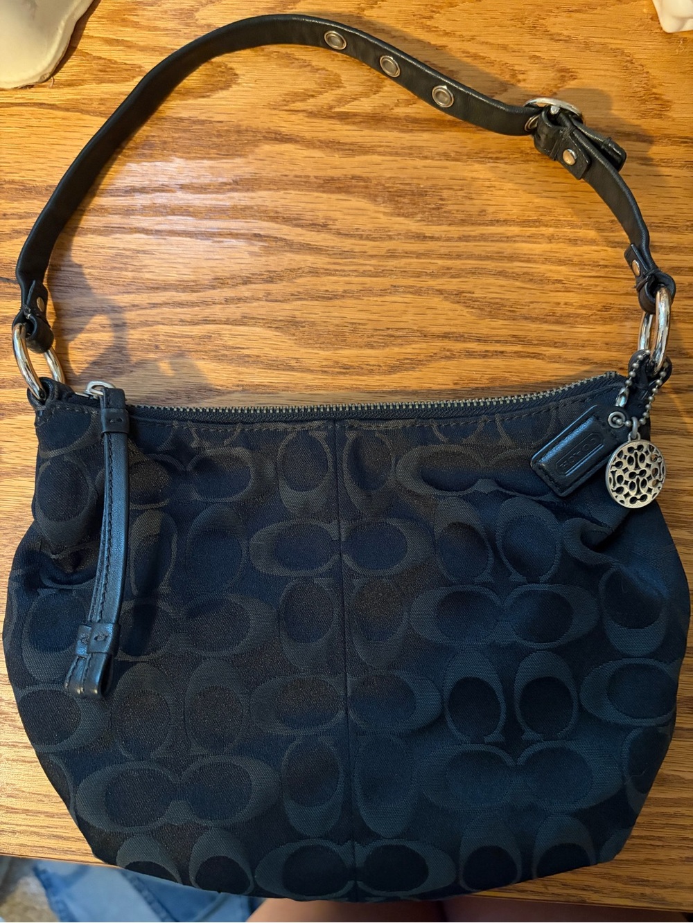 Coach Black Signature Jacquard Hobo mini bag with Matching wristlet - Picture 2 of 6